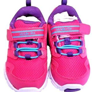 NIB~STRIDE RITE Pink/Purple/Teal GIRLS ATHLETIC SHOES~5Tw~Non-skid~MACHINE WASH